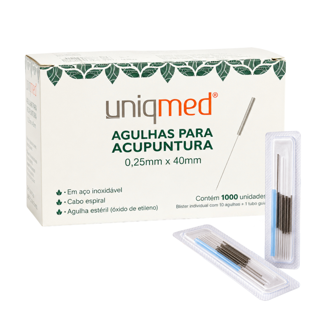 Agulha Acupuntura 0,25x40 Sessão Aplicação Punção Fina Inoxidável Aço Cirúrgico Cabo Espiral