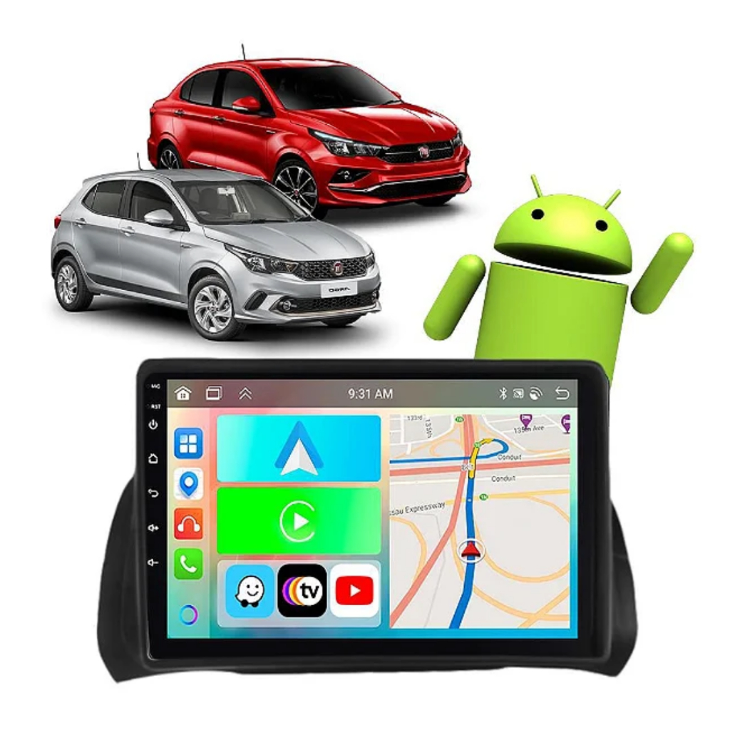 Central Multimídia Fiat Argo 2017 a 2022 Android 9 9" CarPlay Android Auto GPS Bluetooth