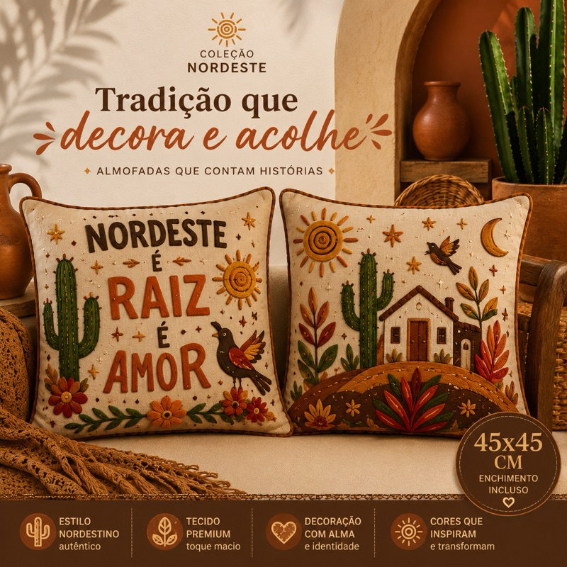 Kit com 2 Capas de Almofada 45x45 PAR para Decoração Moderna Cama Sofá 45x45 festa junina casal