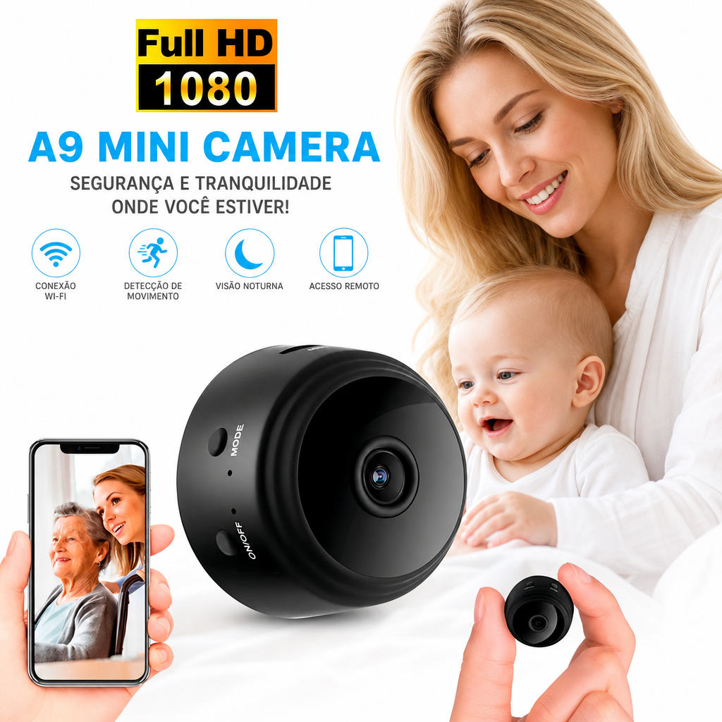 Câmera Espiã Invisível A9 Wifi Full HD Visão Noturna 2026 Visão Noturna Profissional