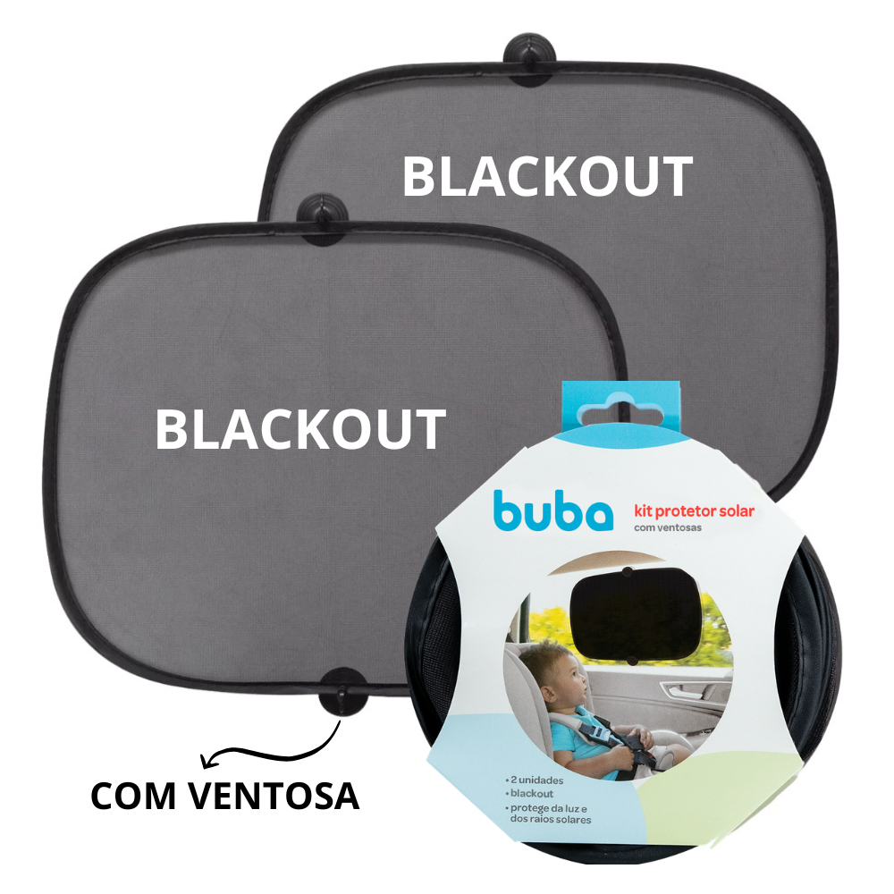 Kit 2 Protetores Solar Buba Blackout Ventosa para Carro