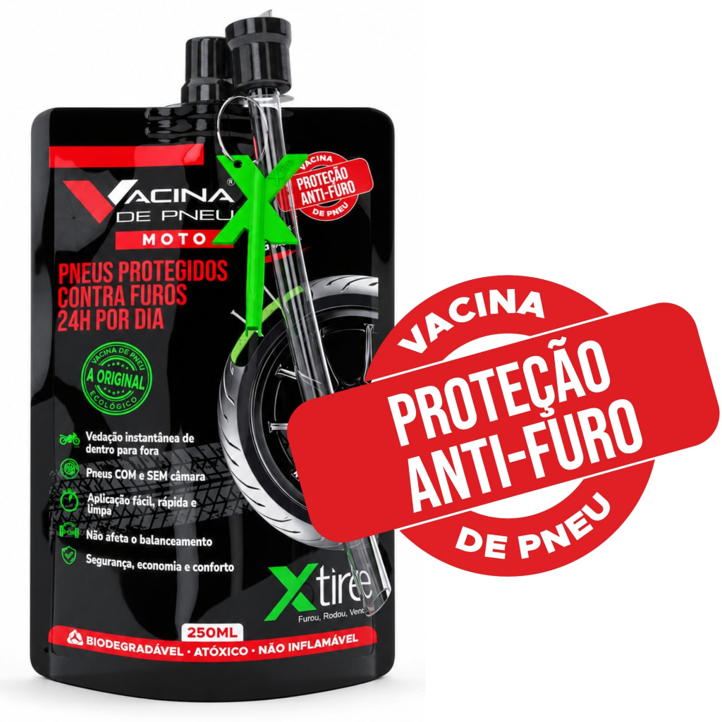 Vacina de Pneu Original Moto Xtire Selante e Blidagem Anti-Furo  Não Afeta Balanceamento 250ml Veda Furos