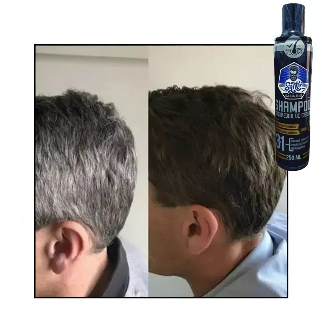 Shampoo Escurecedor 3 em 1, Tinge Os Fios Brancos Sem agredir o Cabelo - Sem Química e Sem Amônia
