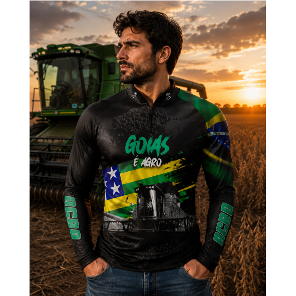Camisa Camiseta Agro Agricultura Goiás Proteção Uv50+ Dry GLL-122
