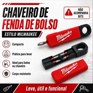 Chaveiro Chave de Fenda de Bolso Porta-Bits Estilo Milwaukee Impressão 3D- NÃO ACOMPANHA…