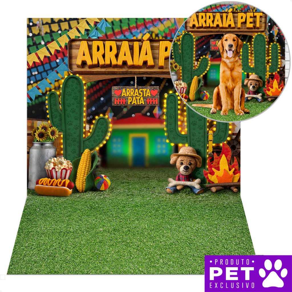 Fundo Fotográfico Pet Festa Junina Cenário Arraiá São João Em Tecido 1,20x1,70m 