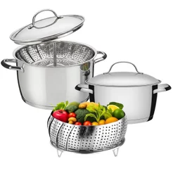 Jogo De Panelas Tramontina Allegra Aço Inox Indução 2pçs E Cesto Cozi Vapor Ajustável
