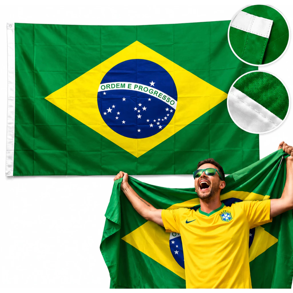 Bandeira do Brasil 1,5m x 90cm - Dupla Face, Cores Vibrantes, Ideal para Mastro