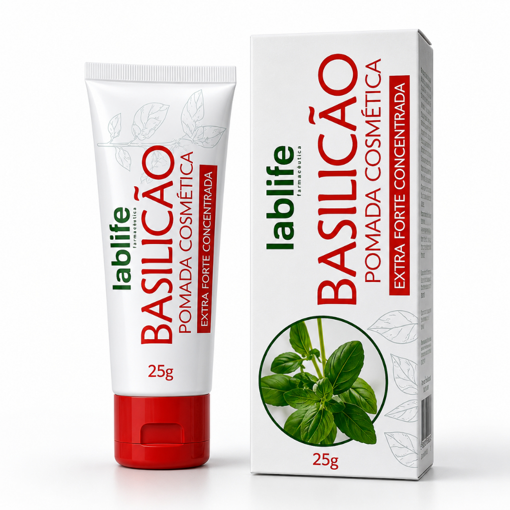 Pomada Basilicão 25g Secativa Cicatrizante Espinhas Furúnculos Pele Inflamada Irritação Cutânea