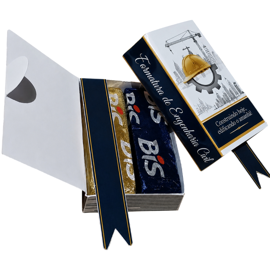 Lembrancinha Formatura Engenharia Civil Mini Livro Porta Chocolate Bis | em Papel Fotográfico 180g | Brinde decoração