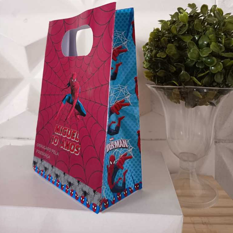 Sacolinha M Personalizada Homem Aranha Festa Aniversário Infantil Lembrancinha Spider Man Menino