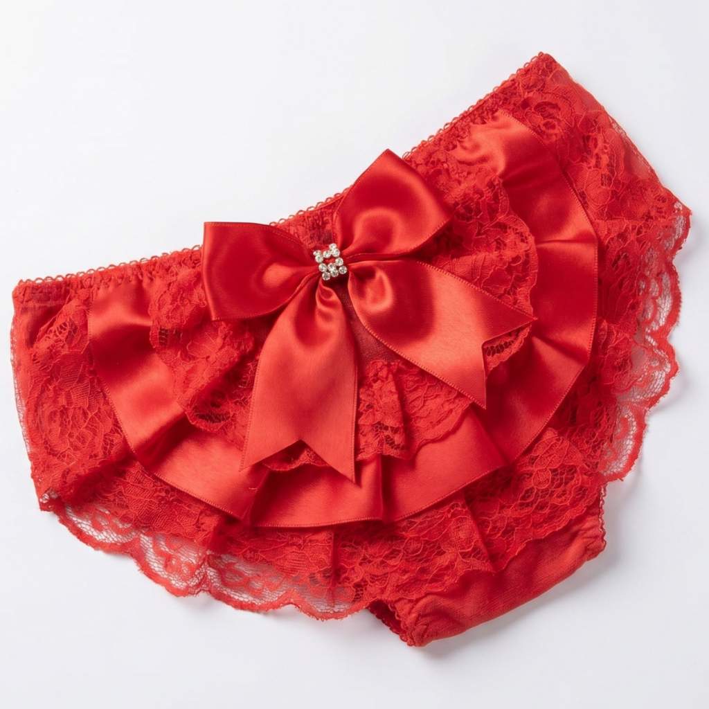 Calcinha Infantil Para Menina Criança E Bebê Kids Bunda Rica Renda Com Laço De Fita Capa/Tapa Fralda Com Babado Luxo