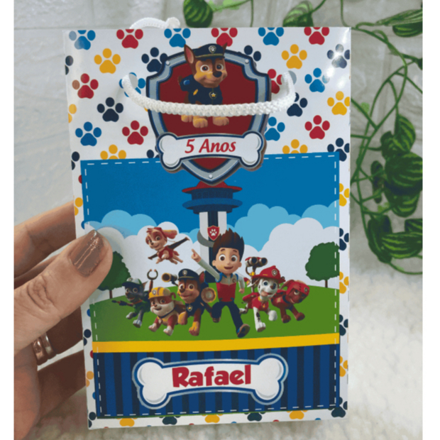 Sacolinha Patrulha Canina Patas Personalizada com nome e idade, para Lembrancinha ou Mimo Aniversário. .