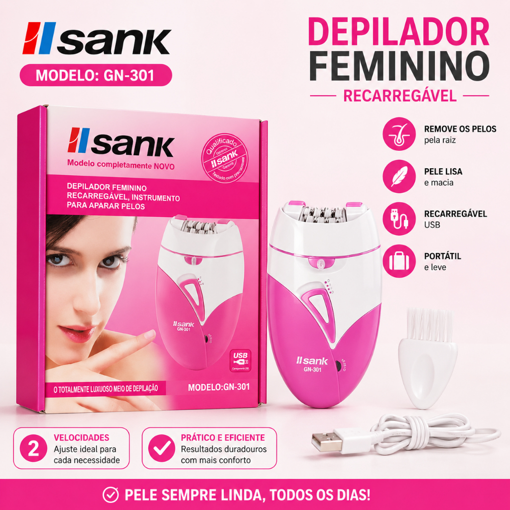 Epilador Elétrico Feminino Recarregável Removedor de Pelos Corporais Rápido e Duradouro
