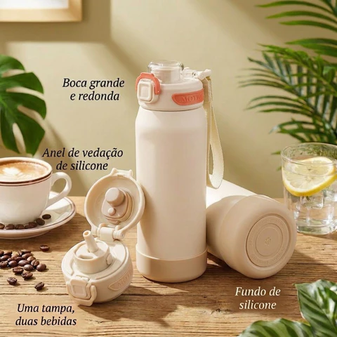 Garrafa térmica 650ml inox 316 Quente e Frio Alça Com palhinha Copo térmico Trabalho/Office/Home-XR-94