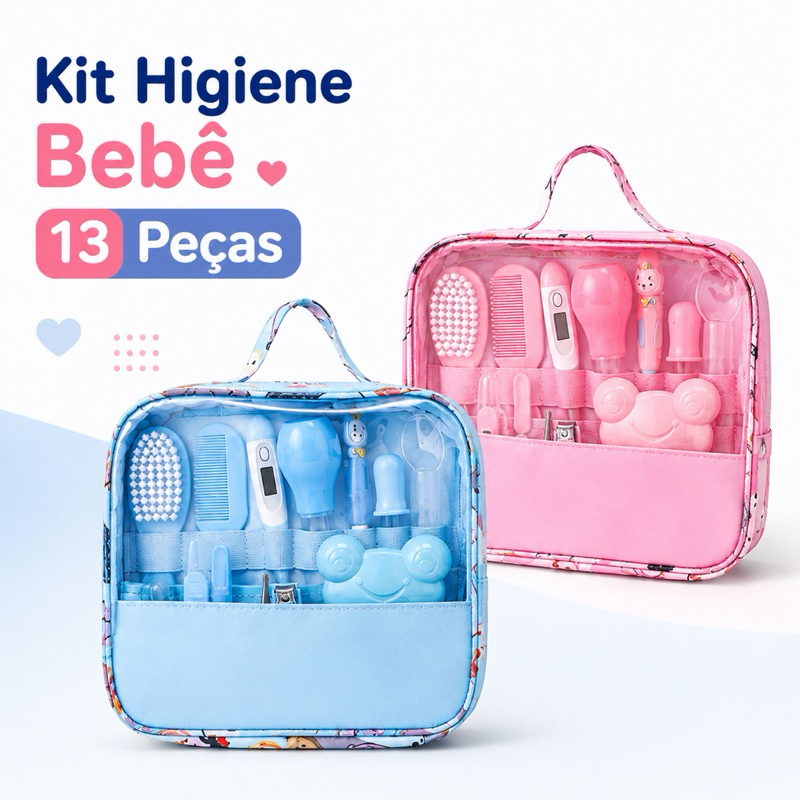 Kit 13 Peças Higiene Cuidado Bebê Recém Nascido Essencial Bebê Cortador Escova Cabelo Unha Pente