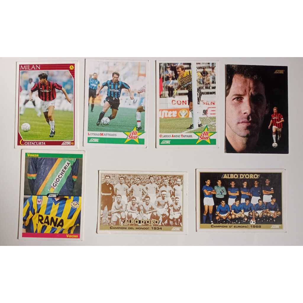 Lote com 7 Card Futebol Italiano 170 412 417 427 455 496 498 Score 92 Milan Internaziolnale Taffarel