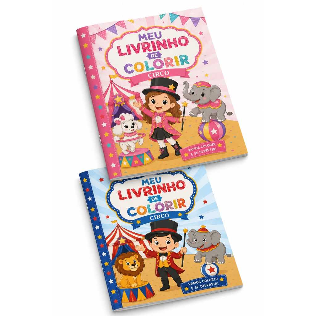Kit 10-50 Un Livrinho  Revistinha de Colorir  Circo Personalizado Com Nome Tam A6 | Lembrancinha Aniversário Infantil