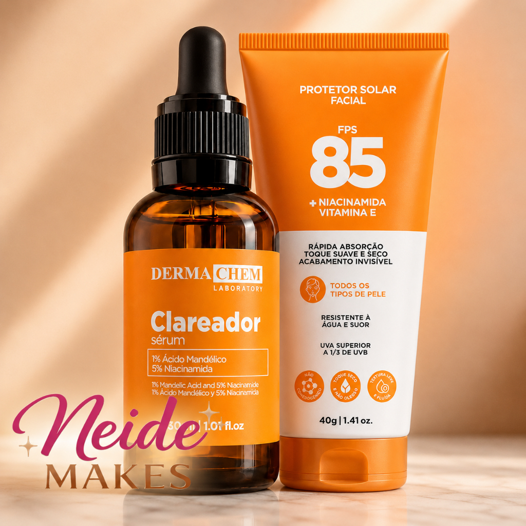 Kit Skincare  Protetor Solar Rosto FPS 85 + Sérum Clareador Vitamina C Dermachem - Original