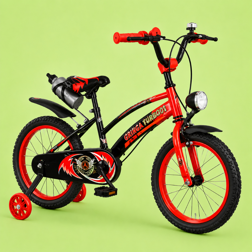 Bicicleta Infantil Aro 20 Old School Vermelha 6 a 10 Anos LED + Pneu Grosso + Farol + Rodinhas + Freio V-Brake Completa