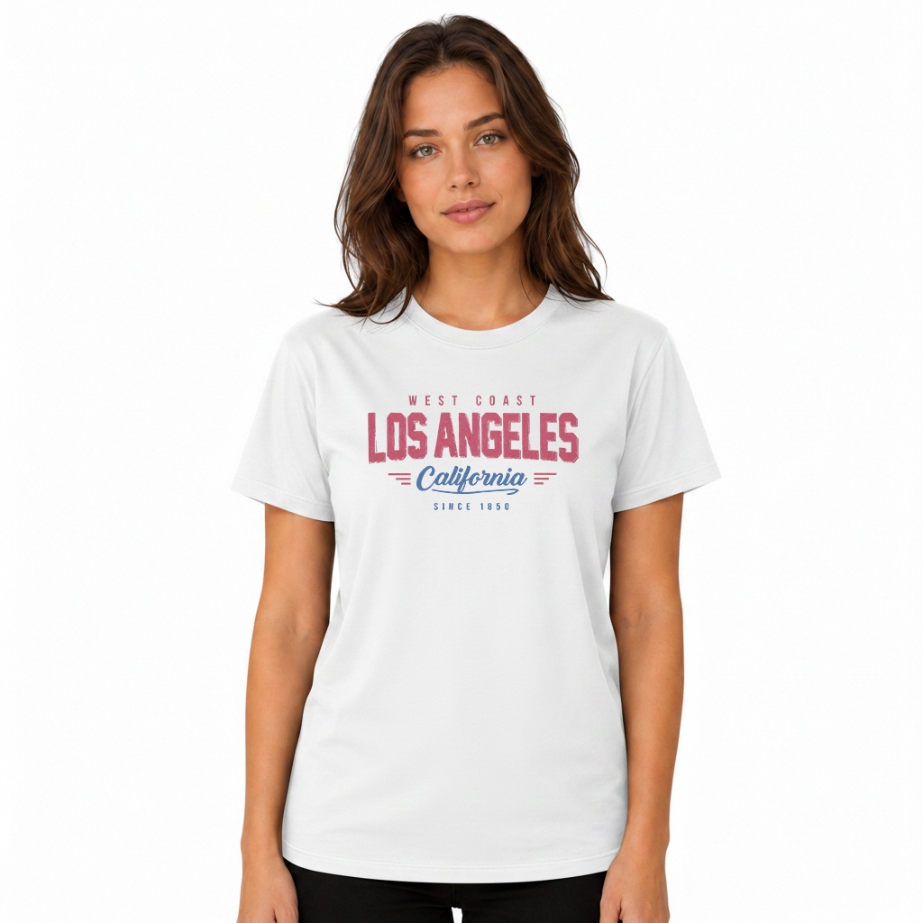 Camiseta Blusa Unissex Feminina Los Angeles California Estampada Algodão Conforto Casual Verão Dia