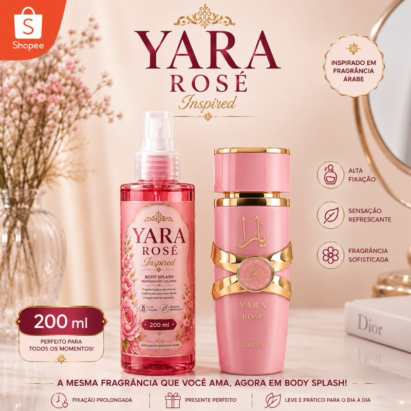 Body Splash Yara Rosé 200ml Perfume Feminino Doce Sofisticado Longa Duração