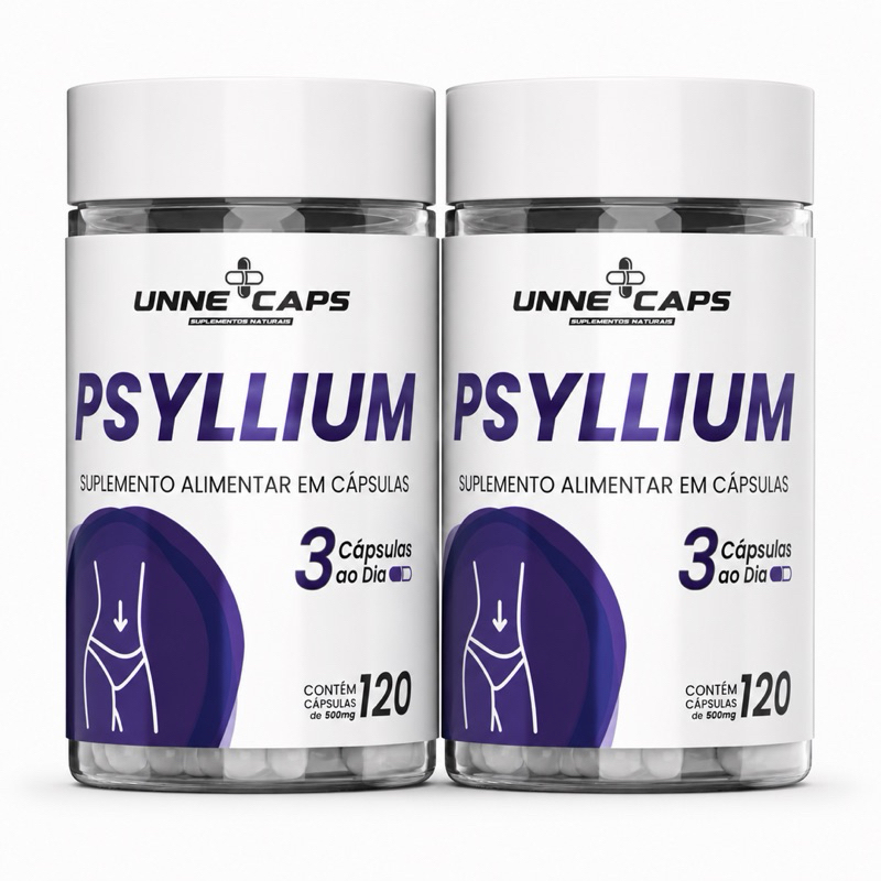 Psyllium em Cápsulas 120 Cápsulas 500mg | Fibra Alimentar | Suplemento Alimentar
