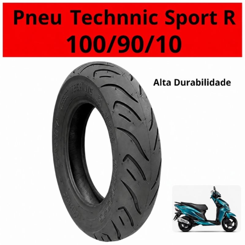 Pneu Traseiro Technic 100/90/10 Moto Burgman 125 Lead 110 Elite 125 Qualidade Premium