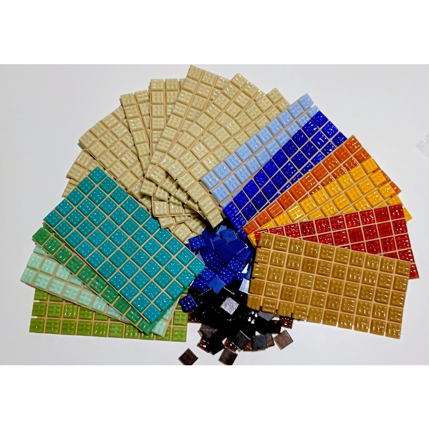 Kit 1000 pastilhas vidro para mosaico tam:1,5cmx1,5cm Lisa 1 - 13 cores.