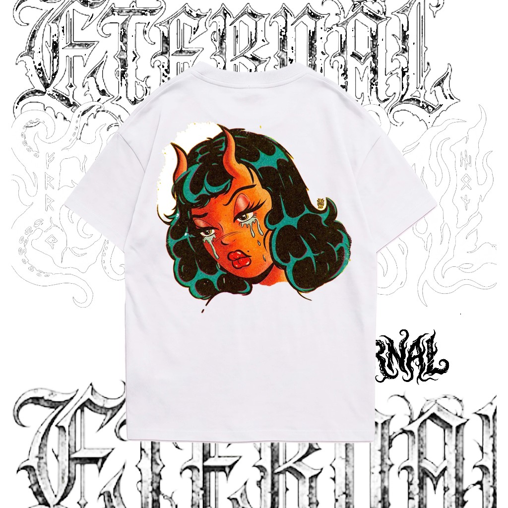 Camiseta Demon Cry x Eternal / Streetwear, Regular Oversized / 100% Algodão Y2K Dark Aesthetic