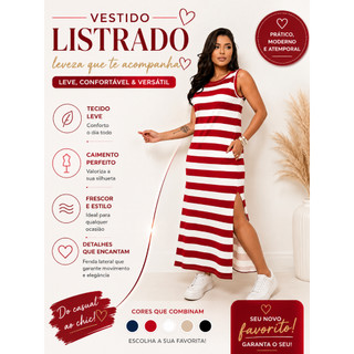 Vestido Feminino Listrado Estampado Com Fenda Longo Manga Solto Verão  tamanho( UNICO) veste 36 ao 46