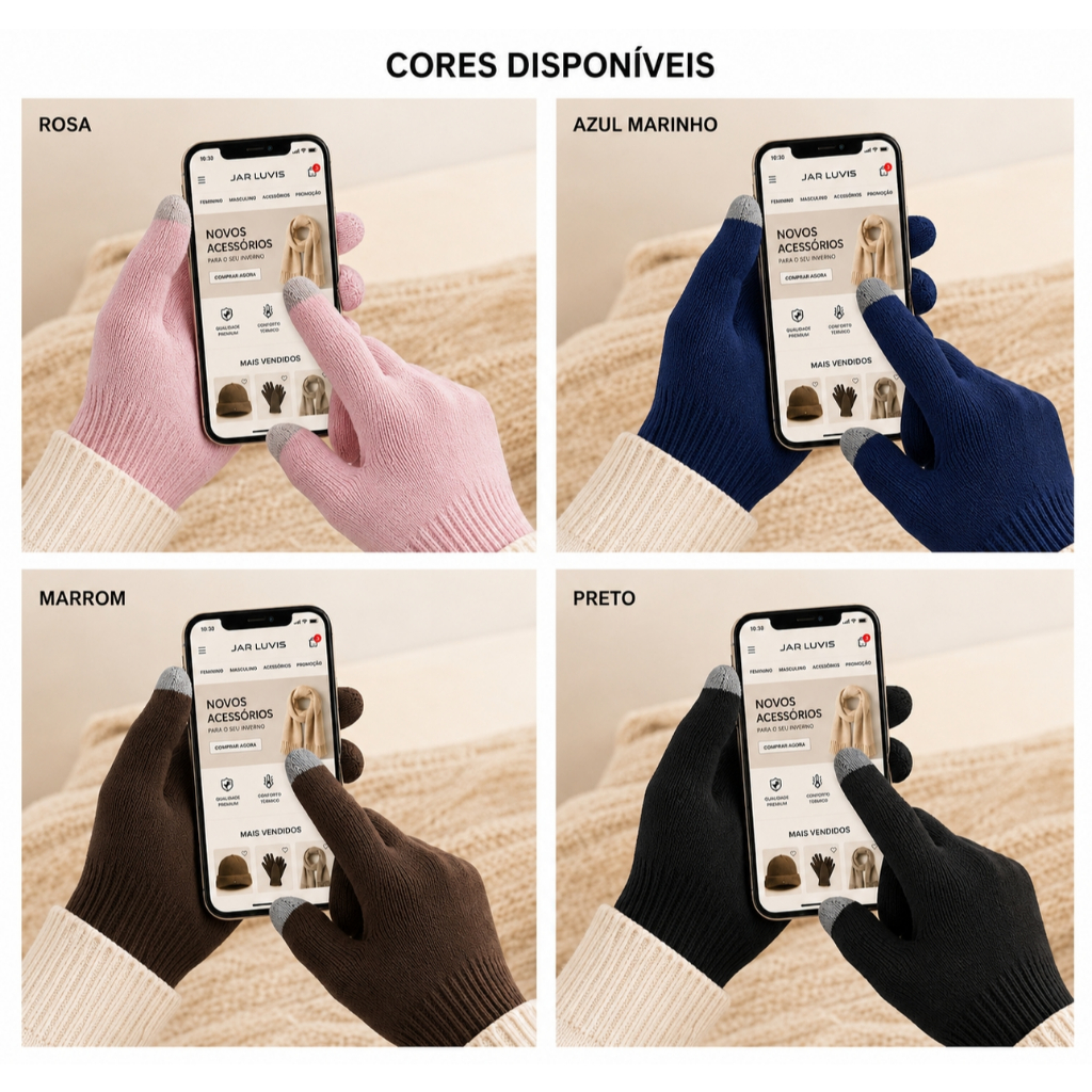 LUVA TOUCH DE LÃ QUENTINHA – USE O CELULAR NO FRIO SEM TIRAR AS LUVAS!