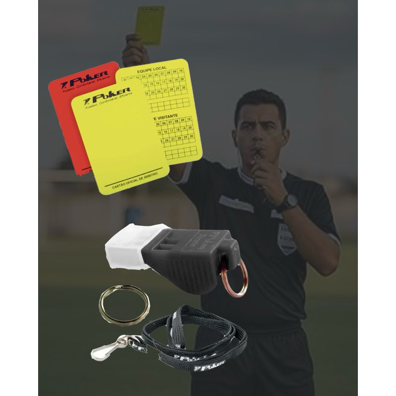 Kit Árbitro Poker Profissional Cartão Árbitro + Apito Tucano Profissional
