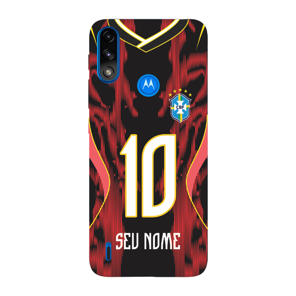 Capinha para Moto E7 Power Anti Impacto Personalizada - Copa Brasil Brazil Vermelha com nome e número
