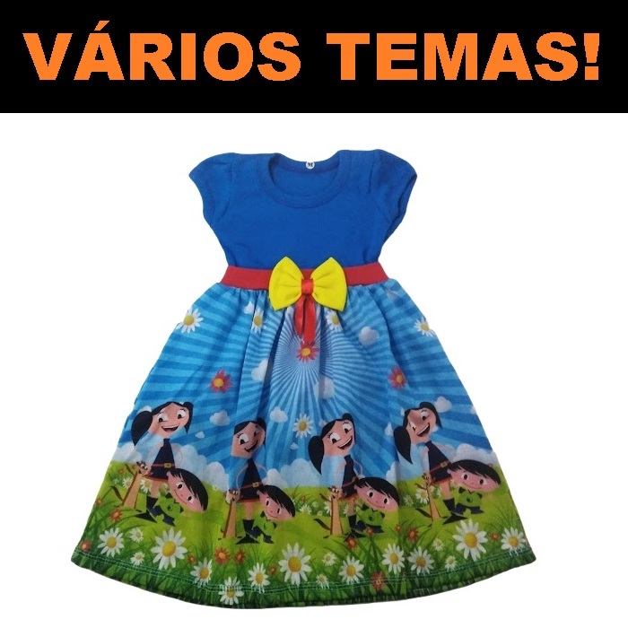 Vestido Temático Infantil VÁRIOS TEMAS Princesa Show da Luna Casa Mágica da Gabby Moana Roupa/fantasia Festa