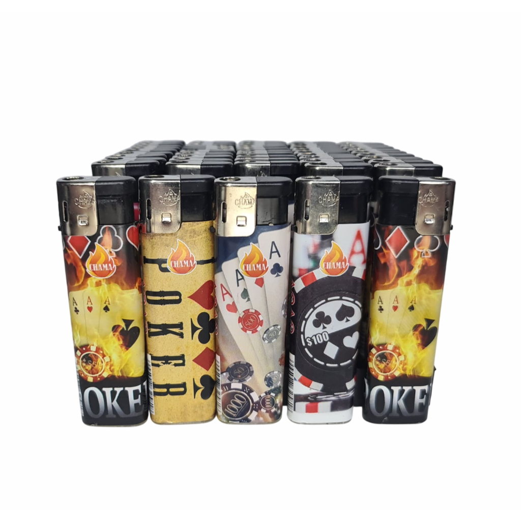 Caixa com 50 Maçaricos estampado Mini Portátil Recarregável Ultra Chama 1300°c Sem Gás