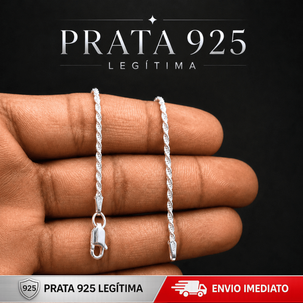 Pulseira Cordão Elo Baiano Prata 925 Legitima 2mm Italiana Maciça Torcida