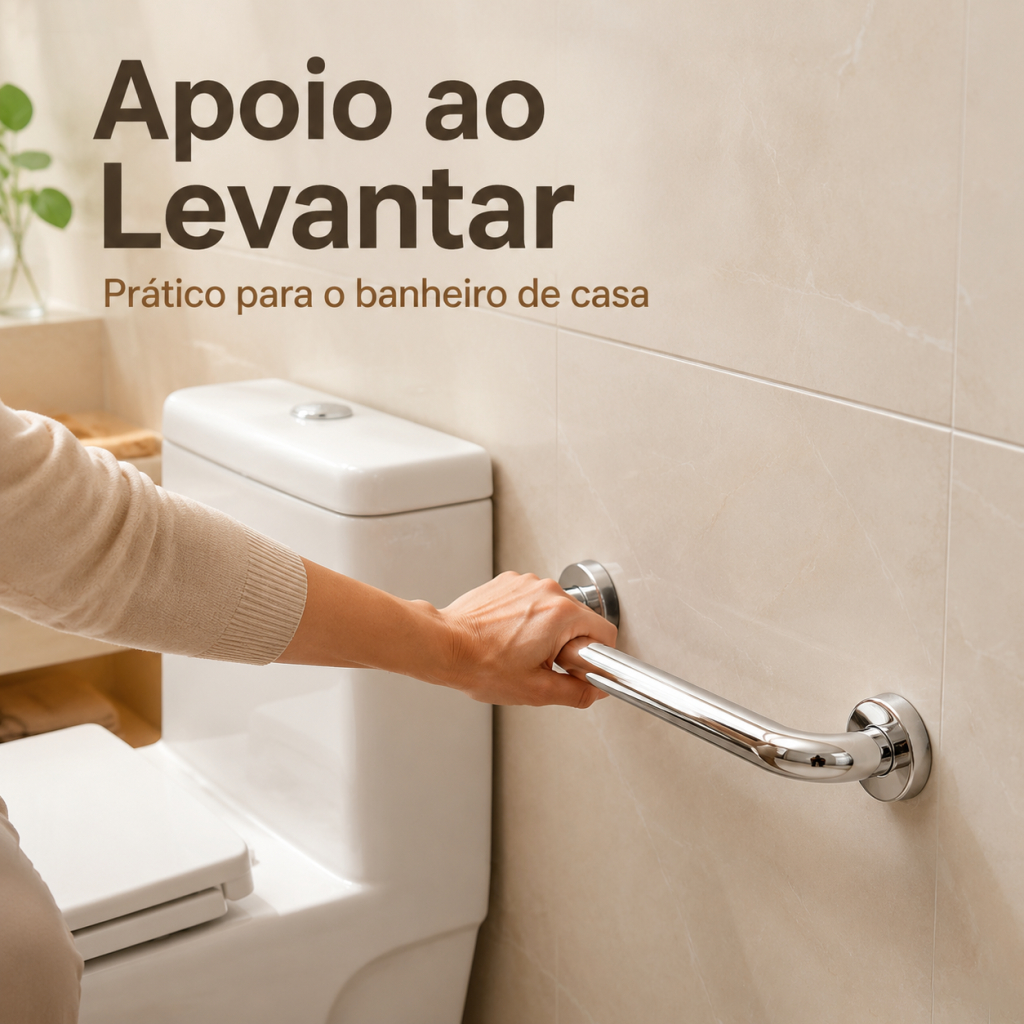 Barra de Apoio Fixa para Banheiro – Inox 304, 40/60/80 cm, para Idosos e Mobilidade Reduzida, Instalação Fácil