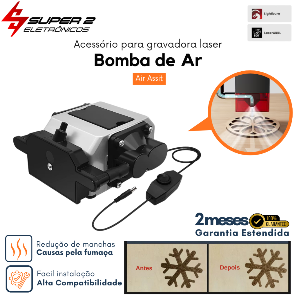 Bomba de Ar (Air Assist) Para Máquinas de Corte e Gravação a Laser Para Cortes + Limpos