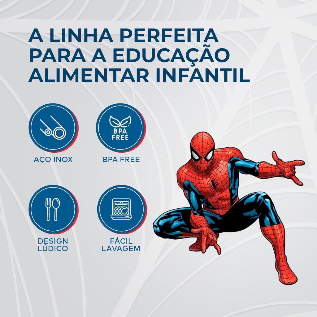 Jogo de Talher Infantil Homem Aranha - 3 Peças Garfo, Faca e Colher -  Simonaggio - Homem Aranha