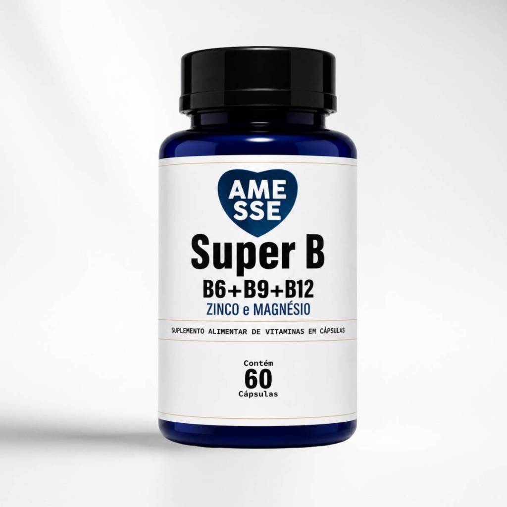 Super B B6 + B9 + B12 Metilcobalamina + Zinco e Magnésio - Amesse 60 Cápsulas