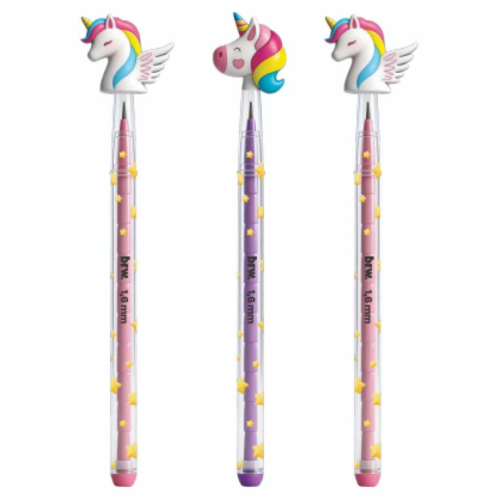 Lapiseira Troca Ponta Sonho de Unicórnio BRW Kit c/ 03 Unidades, Material Escolar