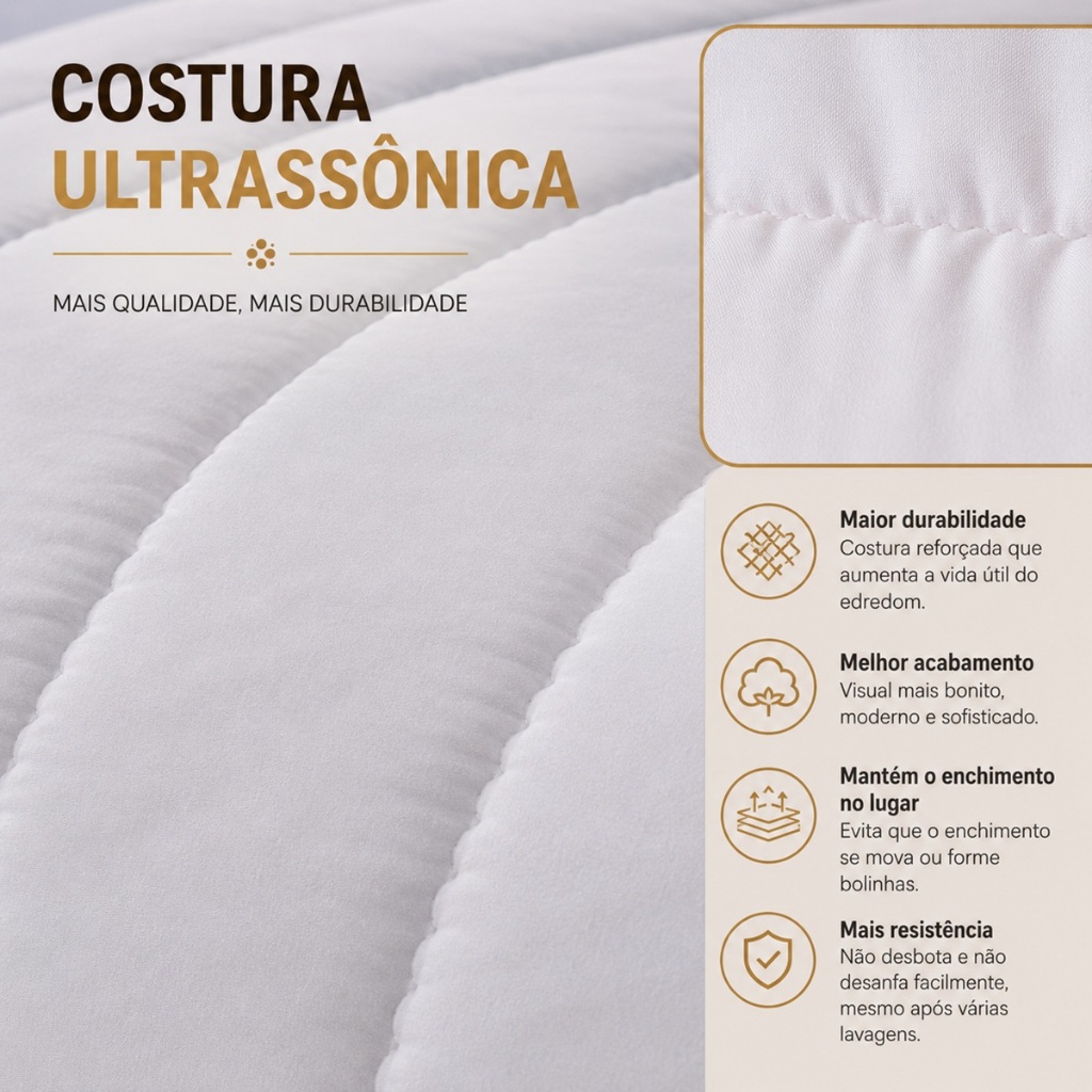 Edredom Casal / Queen Dupla Face 400 Fios Matelado Ultrassônico Hotel Premium — imagem 2 de 2