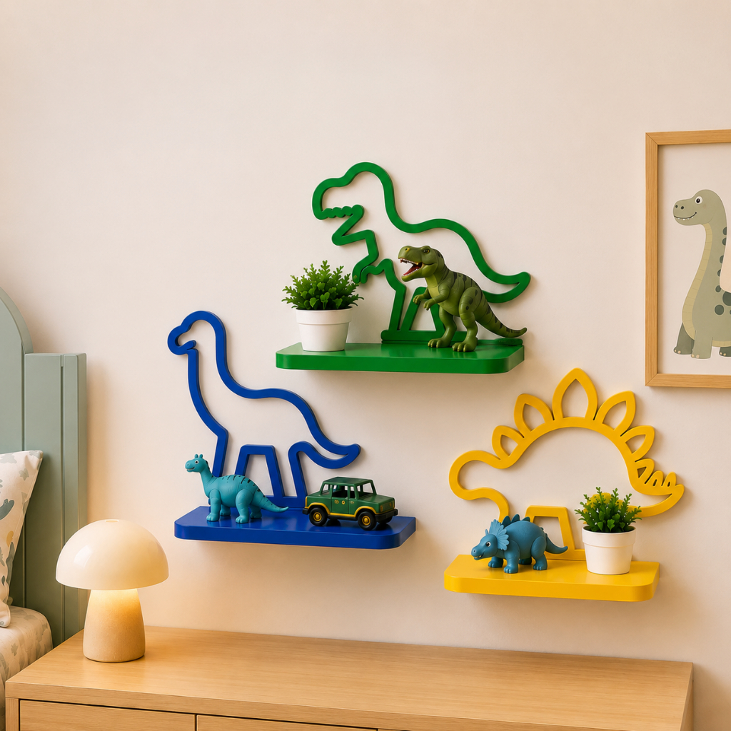 Prateleiras Infantil kit com 3 Dinossauro Decorativa Quarto Bebê Criança Decoração Infantil