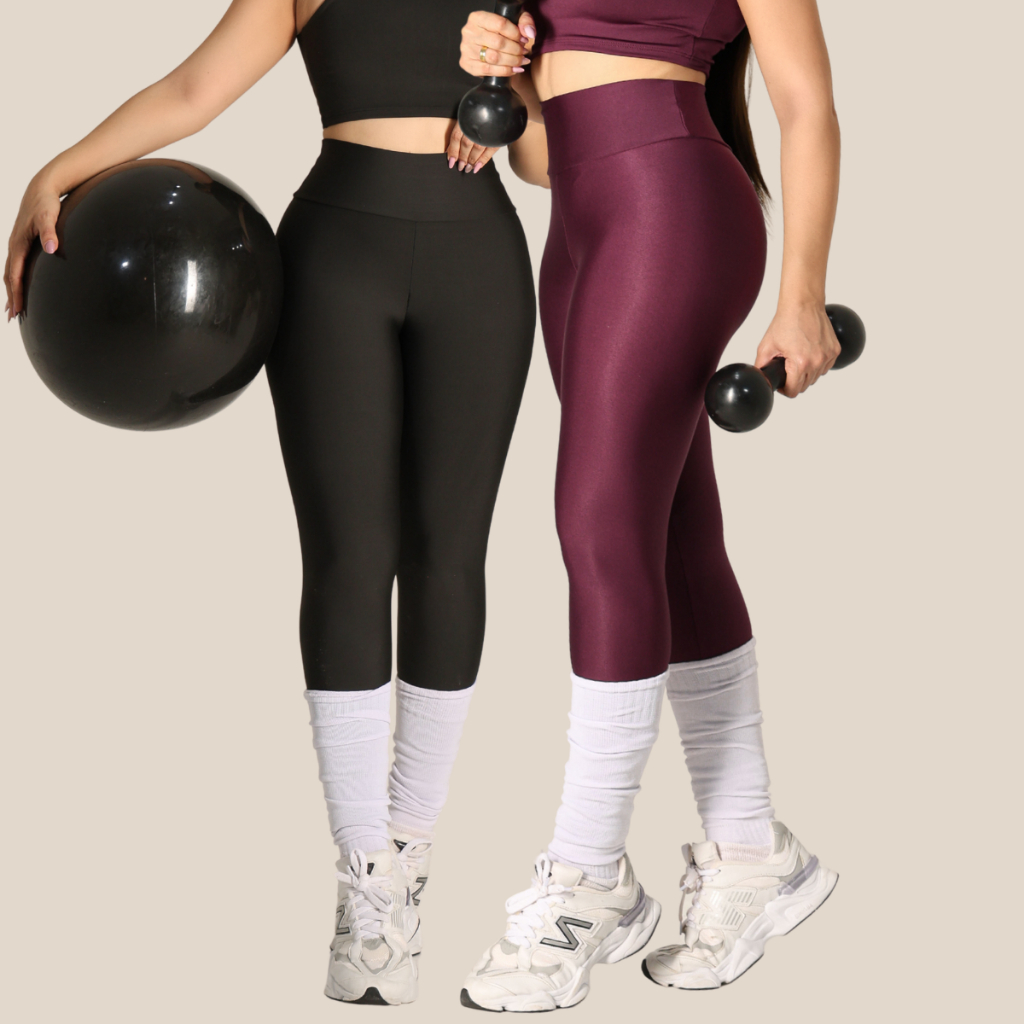 Kit 2 Calça Legging de Cintura Alta para Academia Feminina Esportiva  Modeladora