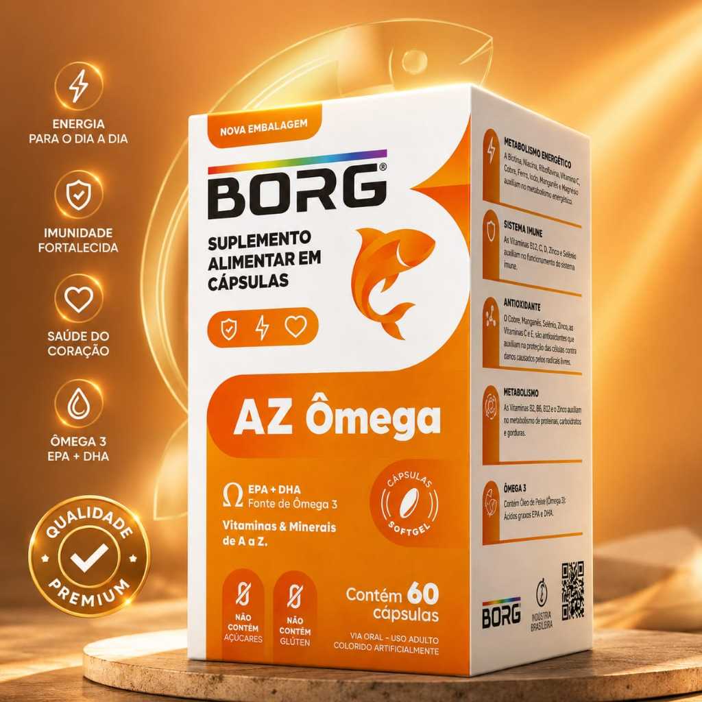 Multivitamínico AZ + Ômega 3 Borg 60 Cápsulas