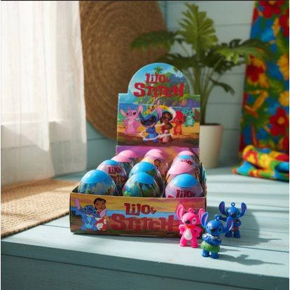 Kit 12 Ovos Surpresa Stitch Desenho Animado Filme Brinquedo Infantil Unissex