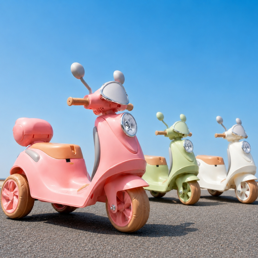 Mini Scooter Motinha Elétrica Triciclo Infantil Moto Vespa 6V Bege Rosa Verde Scooter Bella T3 6V