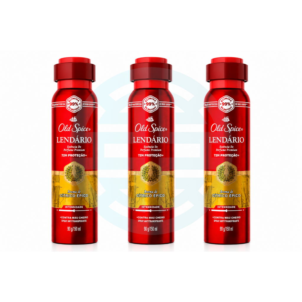 Kit 03 Desodorante Antitranspirante Spray Old Spice Lendário Cítrico Épico 150ml