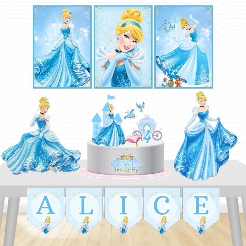 Kit Festa Só um Bolinho- Cinderela -Kit Mesversario/Aniversário Infantil menina-Kit Personalizado Cinderela